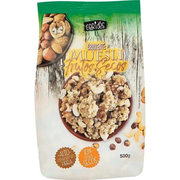 Cereal Muesli crujiente con frutos secos CERIDES 500 g